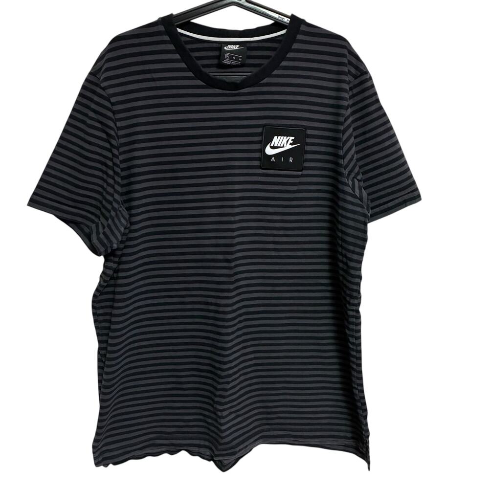 Nike Horizontal Stripes Box Logo T-Shirt Mens Size XL
